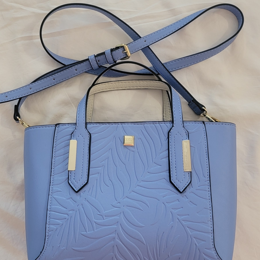 Kate Landry Blue Satchel with Geometric Design